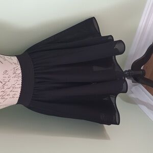 Sheer Black Twirl Fairy Goth Circle Skater Party Sz M Elastic 2 Layers